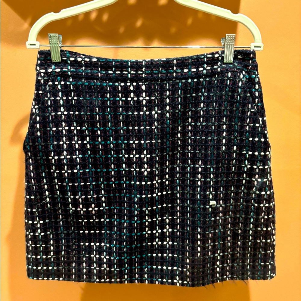 Navy blue tweed mini skirt
